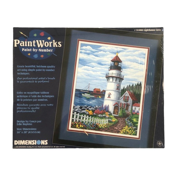 Paintworks Paint by Number #91008 Lighthouse Cove by Edie Hopkins 16x20 New/ NIB - Picture 1 of 6